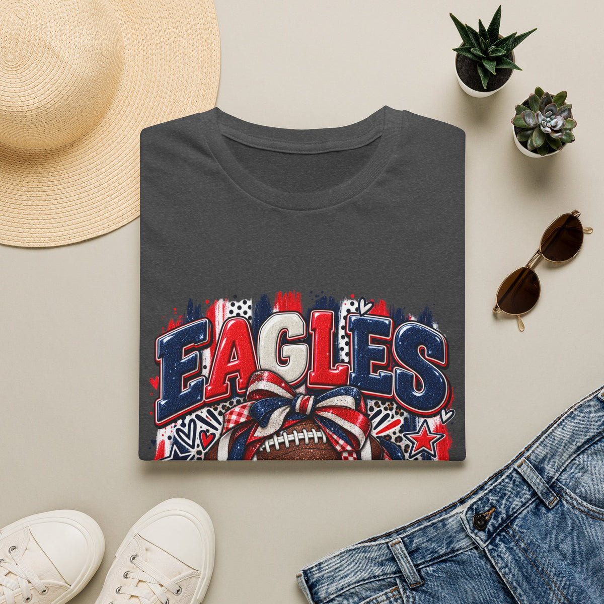 Friday Nights & Eagles Lights Shirt | Eagles Game Day Tee | High School Football Spirit Shirt | Red White Blue Team Tee
