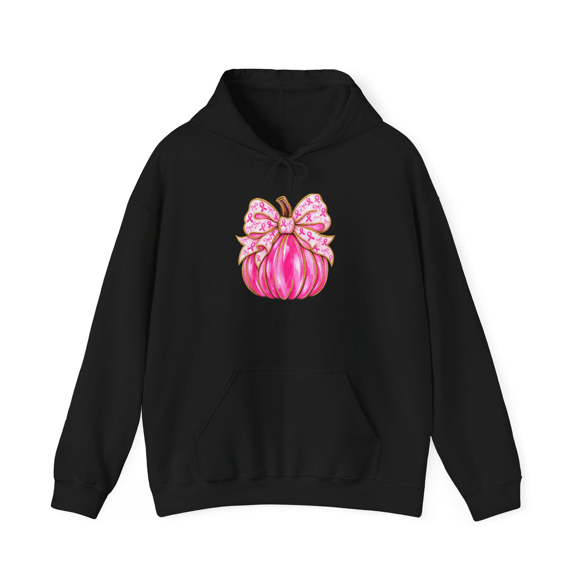 Breast Cancer Awareness Pink Ribbon Messy Bun Hoodie