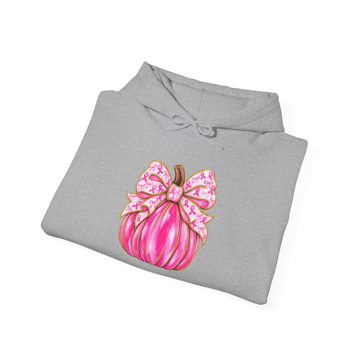 Breast Cancer Awareness Pink Ribbon Messy Bun Hoodie