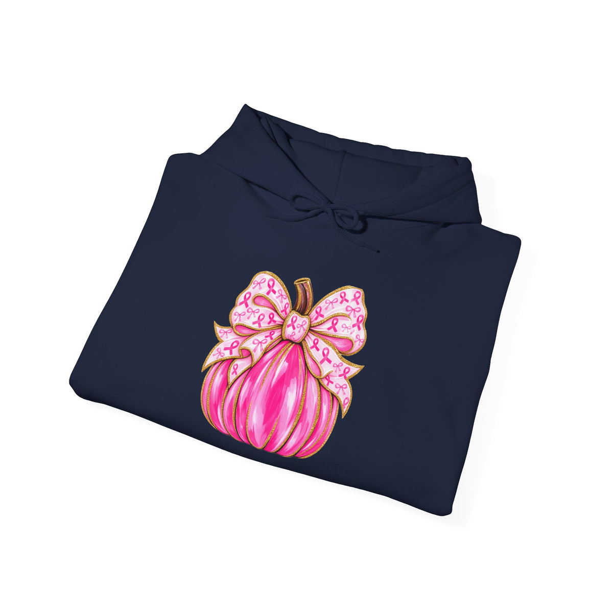 Breast Cancer Awareness Pink Ribbon Messy Bun Hoodie