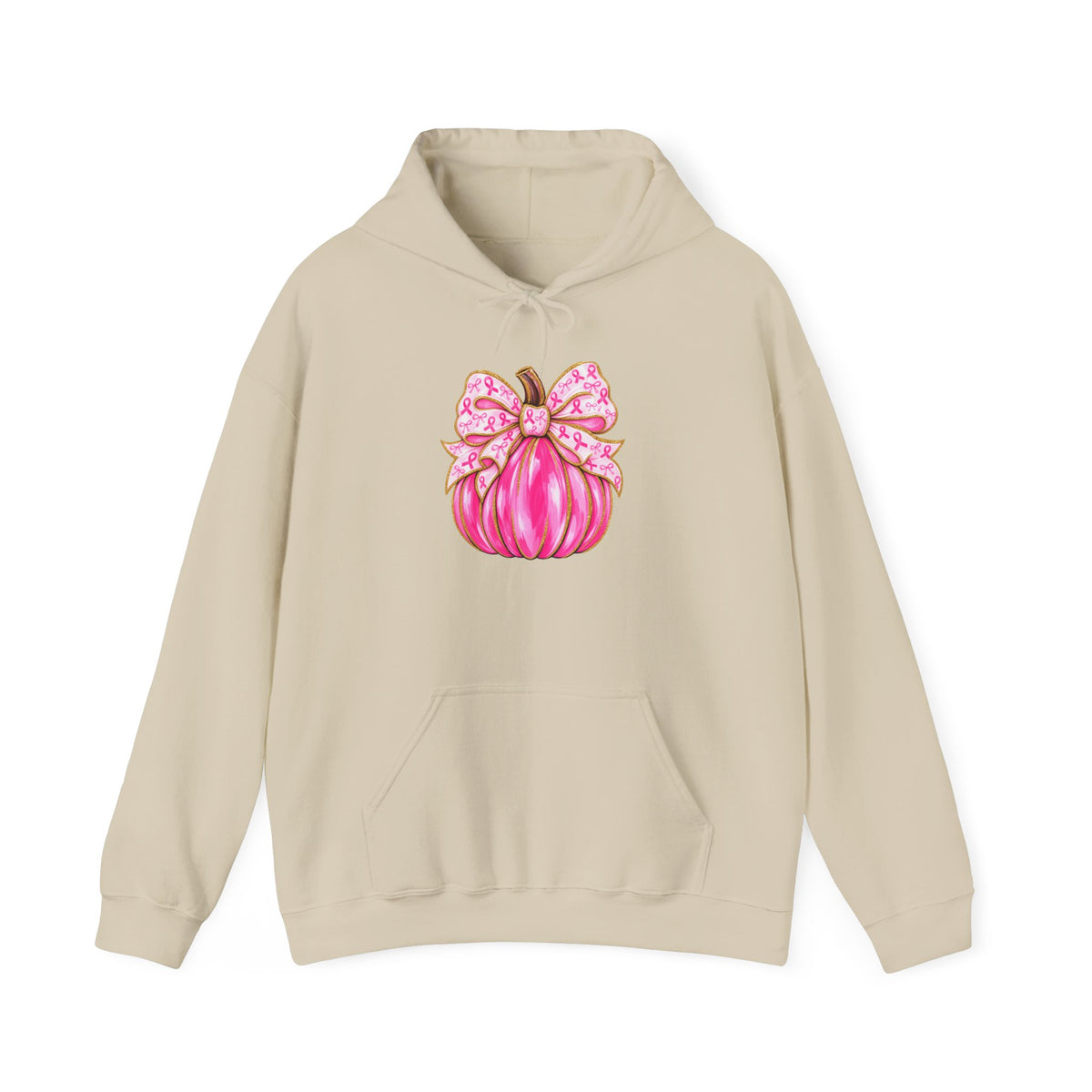 Breast Cancer Awareness Pink Ribbon Messy Bun Hoodie