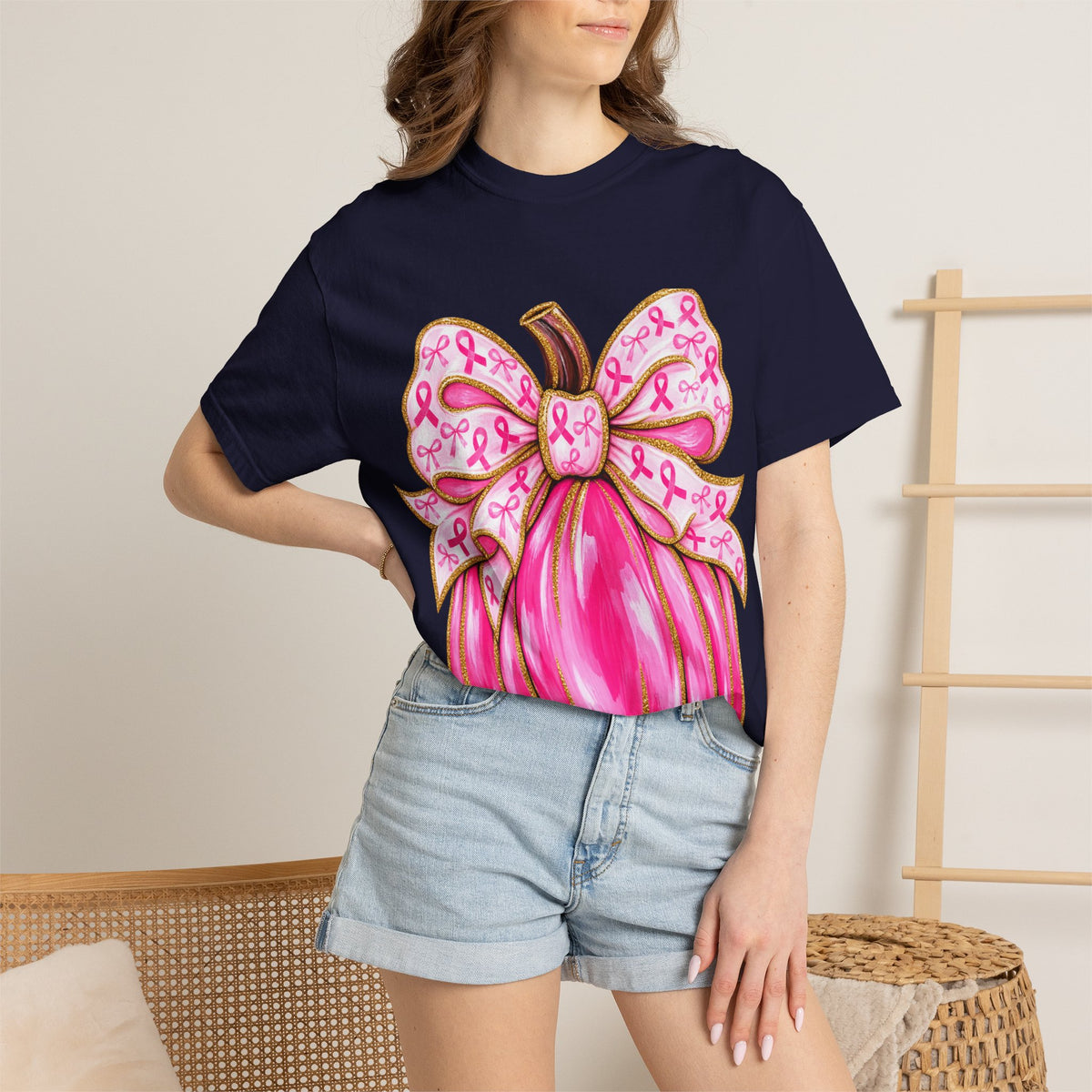 Pink Ribbon Pumpkin T-Shirt — Breast Cancer Awareness Tee