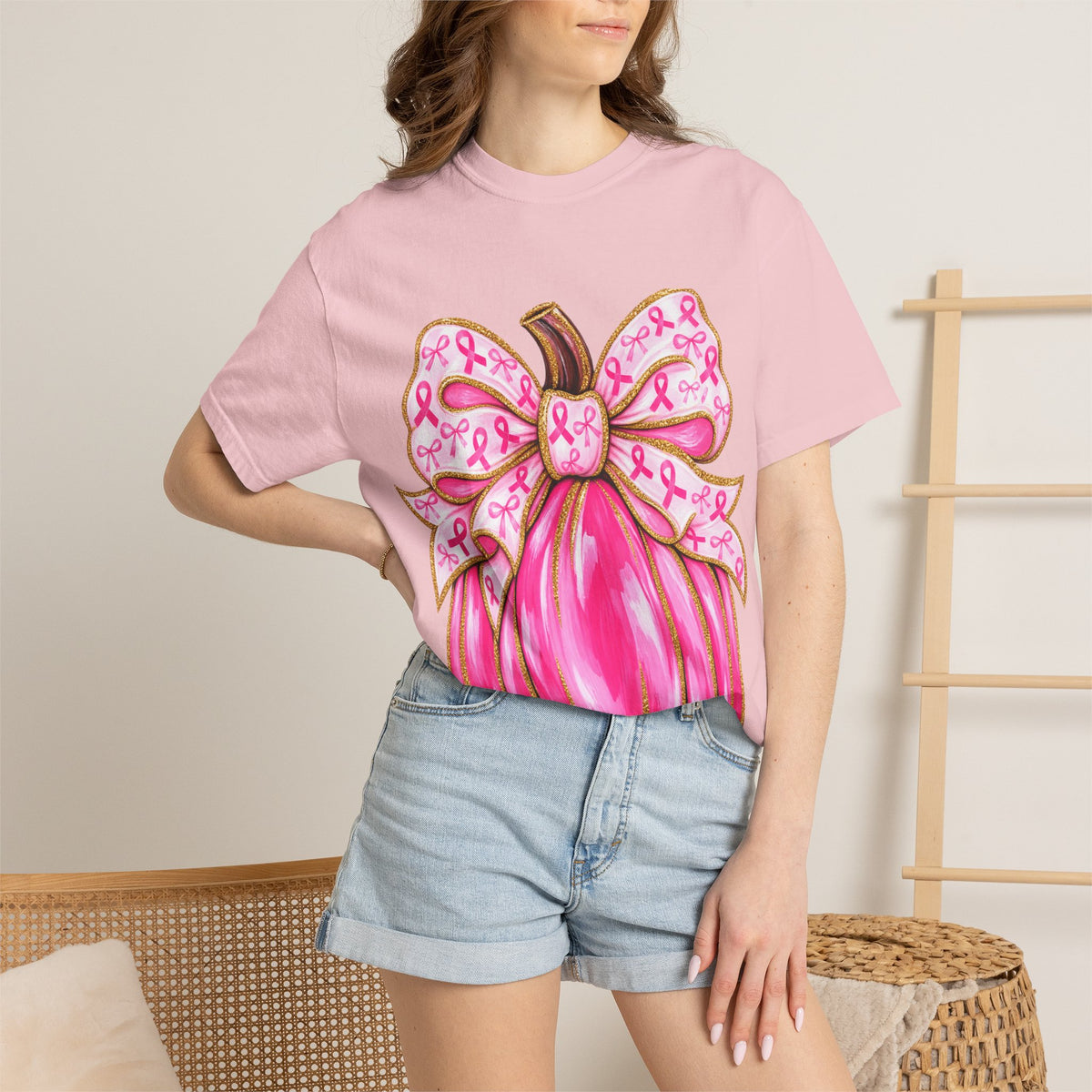 Pink Ribbon Pumpkin T-Shirt — Breast Cancer Awareness Tee