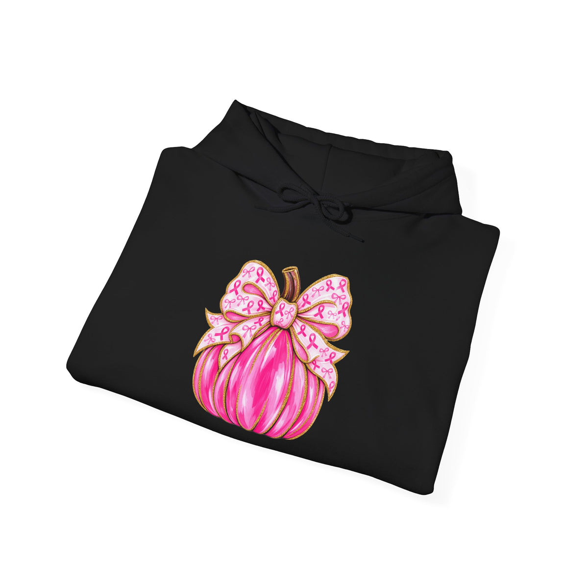 Breast Cancer Awareness Pink Ribbon Messy Bun Hoodie