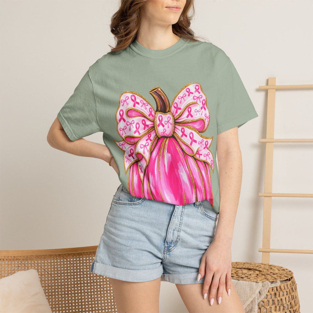 Pink Ribbon Pumpkin T-Shirt — Breast Cancer Awareness Tee