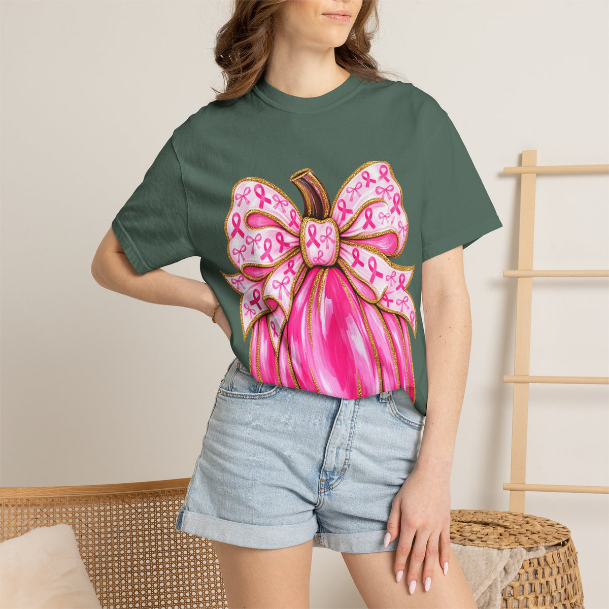 Pink Ribbon Pumpkin T-Shirt — Breast Cancer Awareness Tee