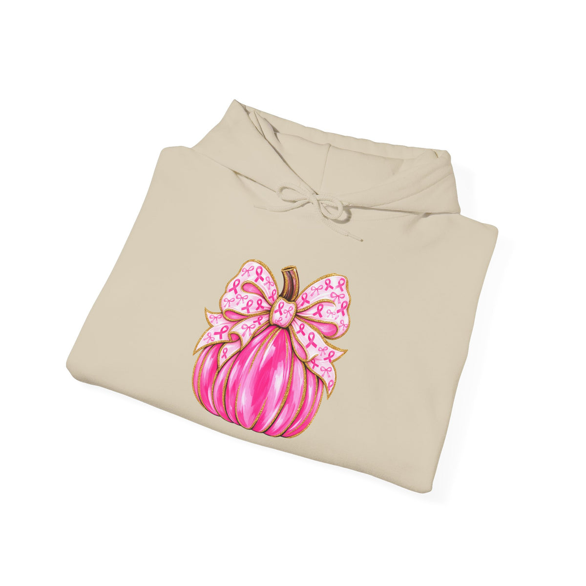 Breast Cancer Awareness Pink Ribbon Messy Bun Hoodie