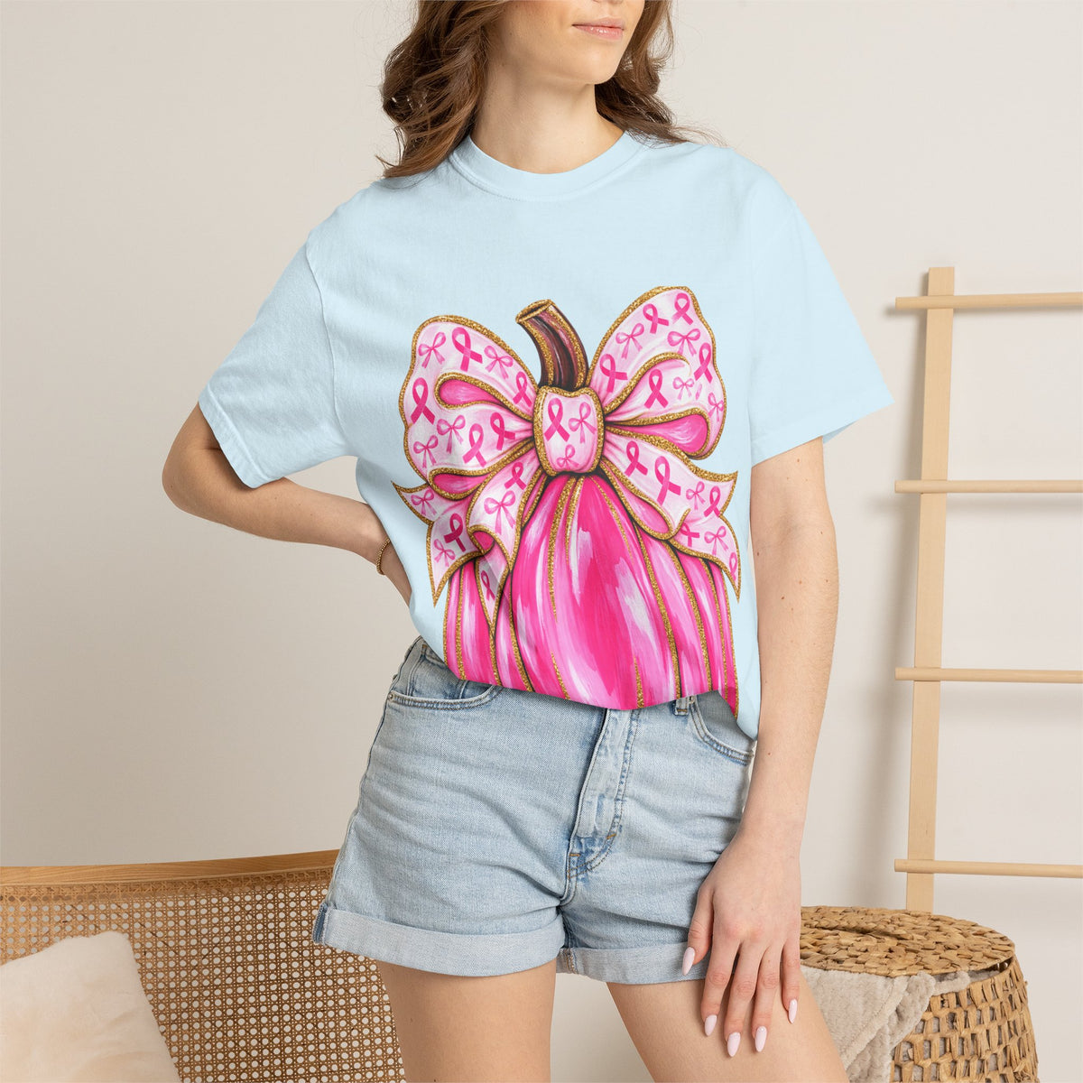 Pink Ribbon Pumpkin T-Shirt — Breast Cancer Awareness Tee