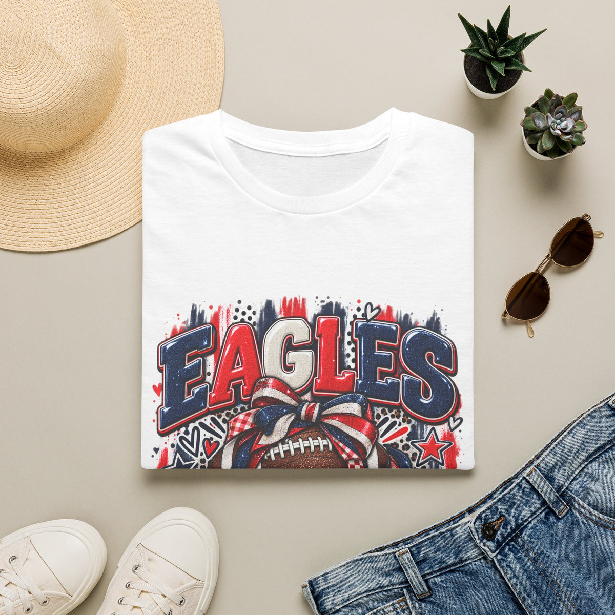 Friday Nights & Eagles Lights Shirt | Eagles Game Day Tee | High School Football Spirit Shirt | Red White Blue Team Tee