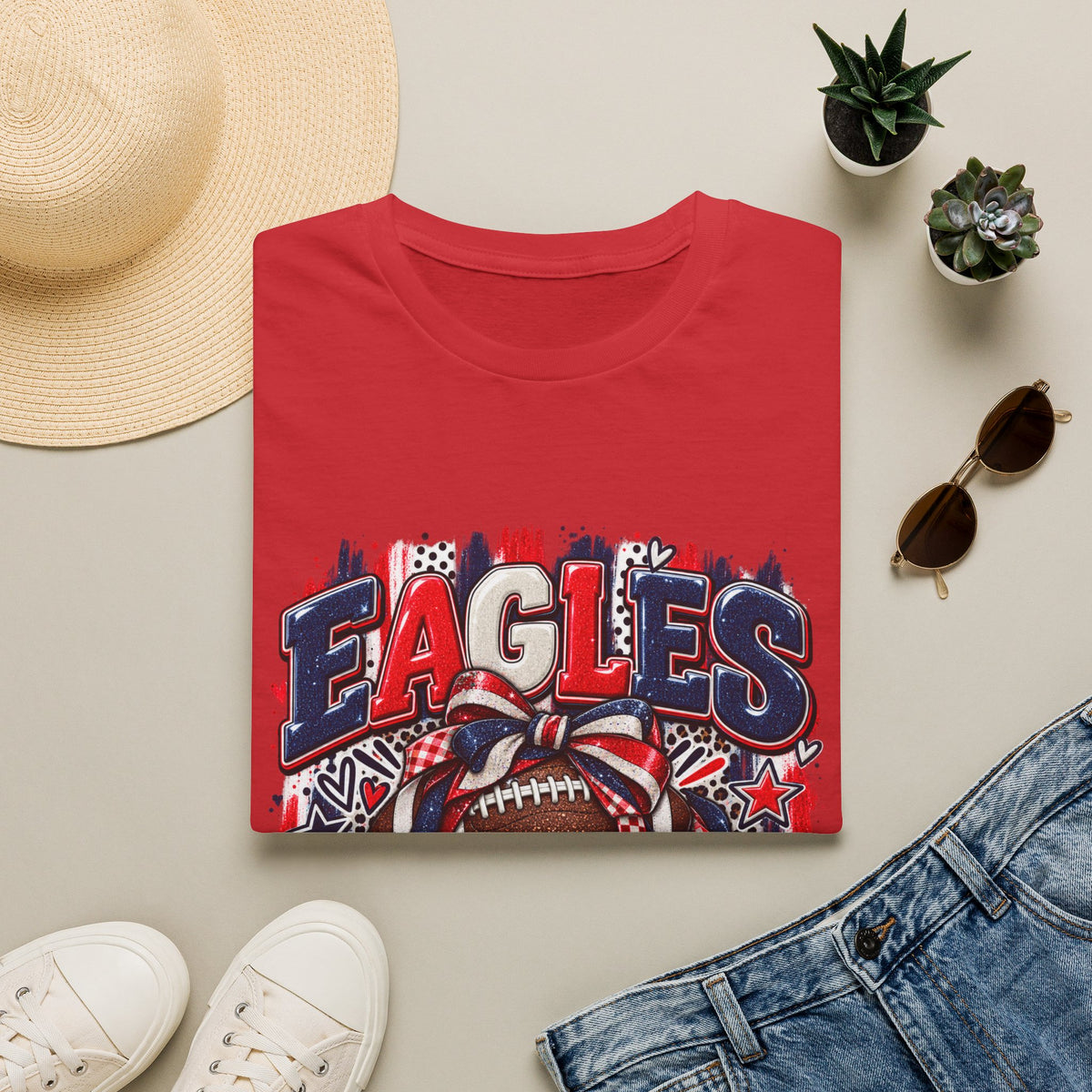 Friday Nights & Eagles Lights Shirt | Eagles Game Day Tee | High School Football Spirit Shirt | Red White Blue Team Tee