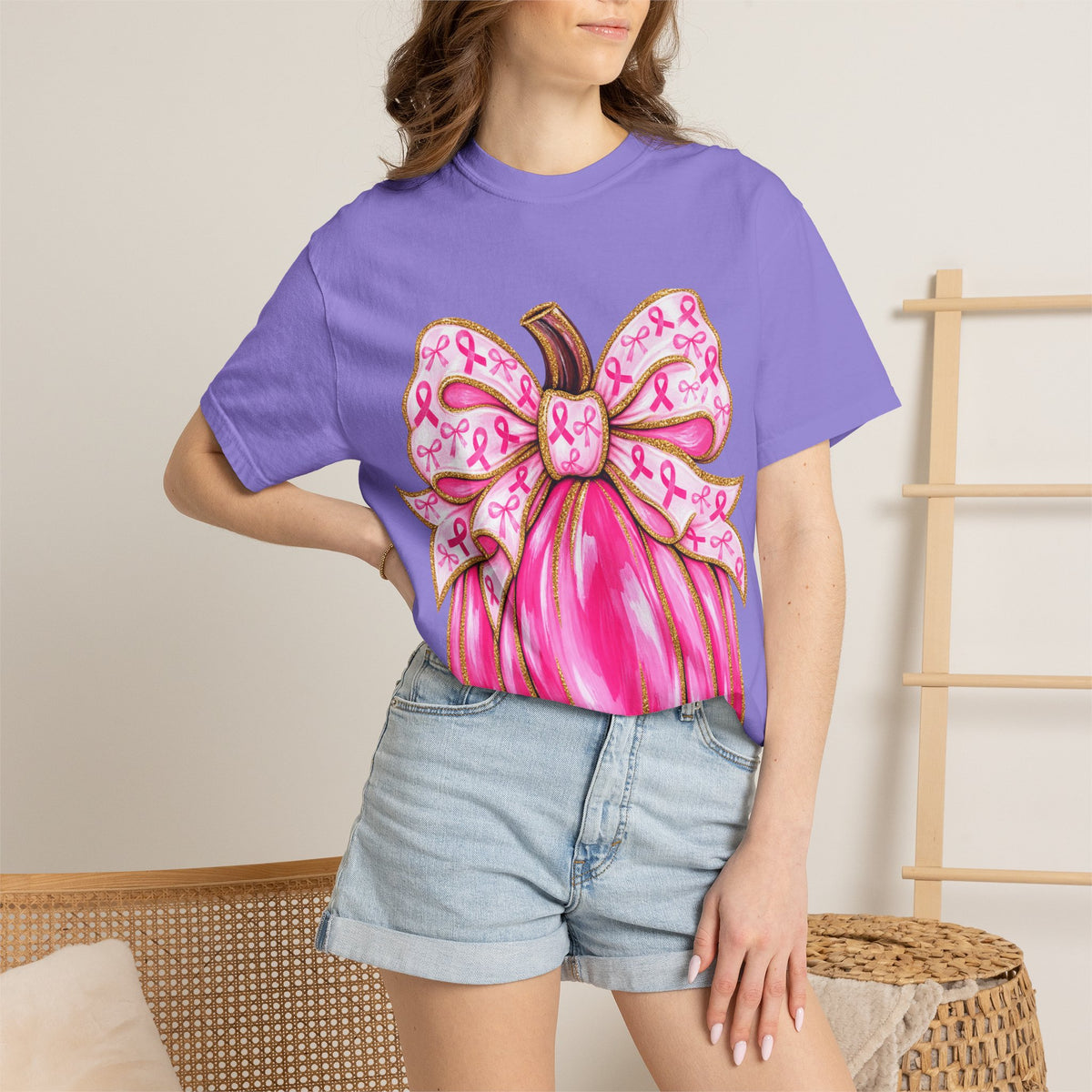Pink Ribbon Pumpkin T-Shirt — Breast Cancer Awareness Tee