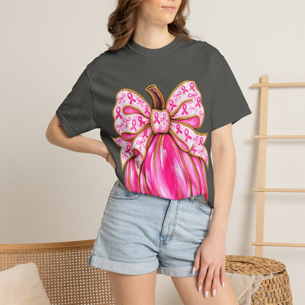 Pink Ribbon Pumpkin T-Shirt — Breast Cancer Awareness Tee