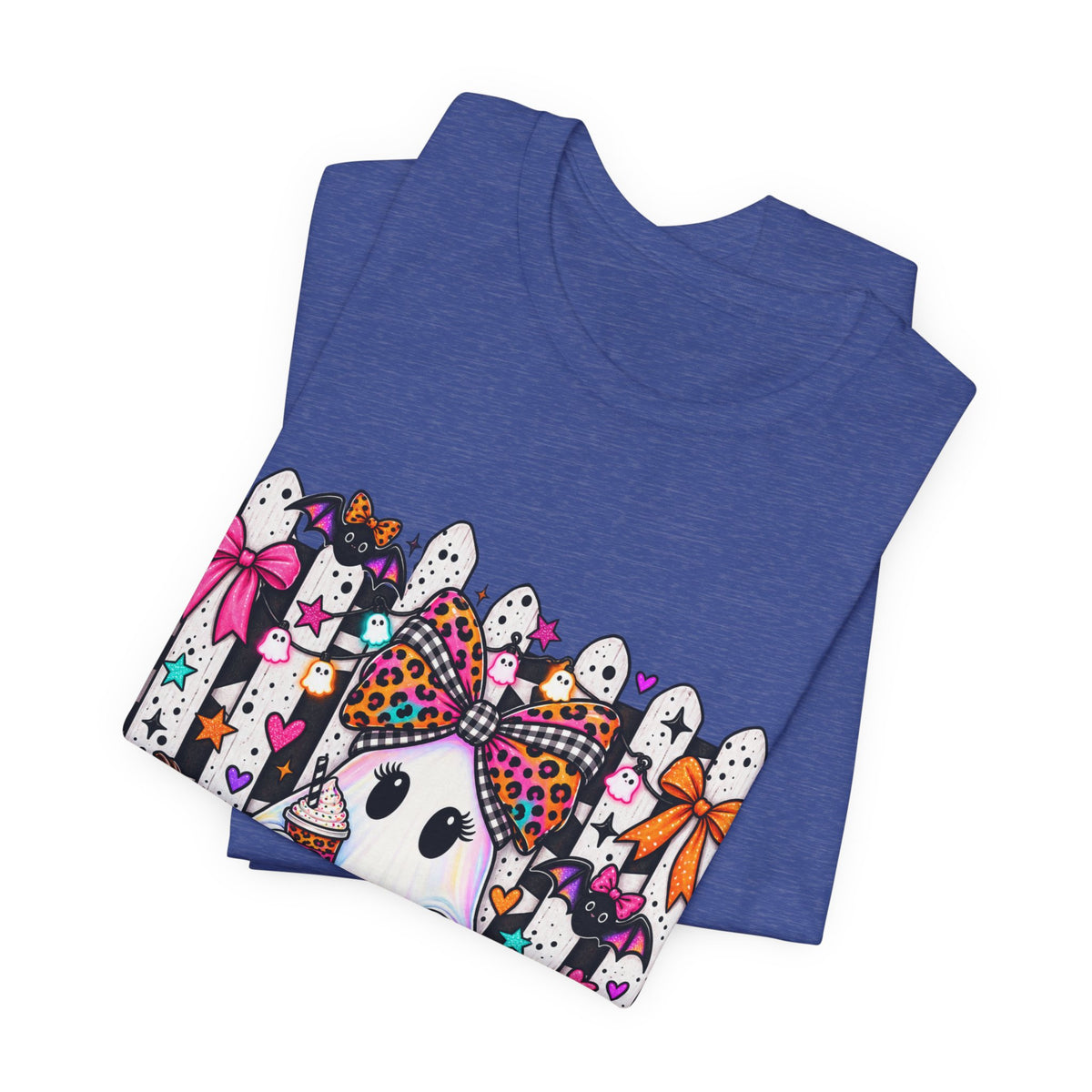 Cute Halloween Ghost Tee — Pink & Leopard Pumpkin Ghosts Graphic T-Shirt