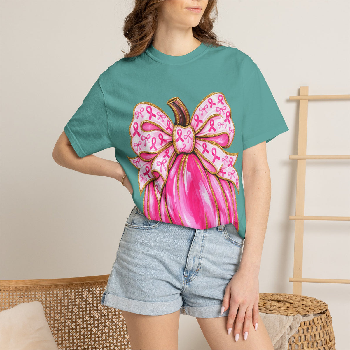 Pink Ribbon Pumpkin T-Shirt — Breast Cancer Awareness Tee