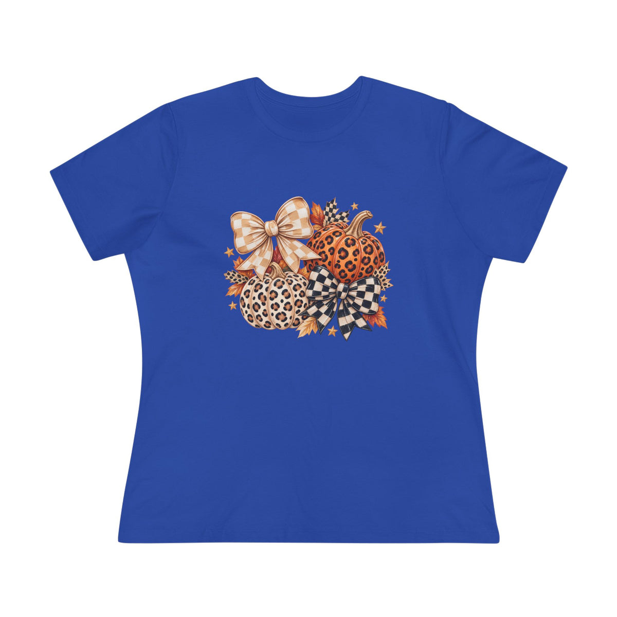 Leopard Pumpkin Trio Women's Tee — Fall Floral Bow Autumn Graphic Shirt