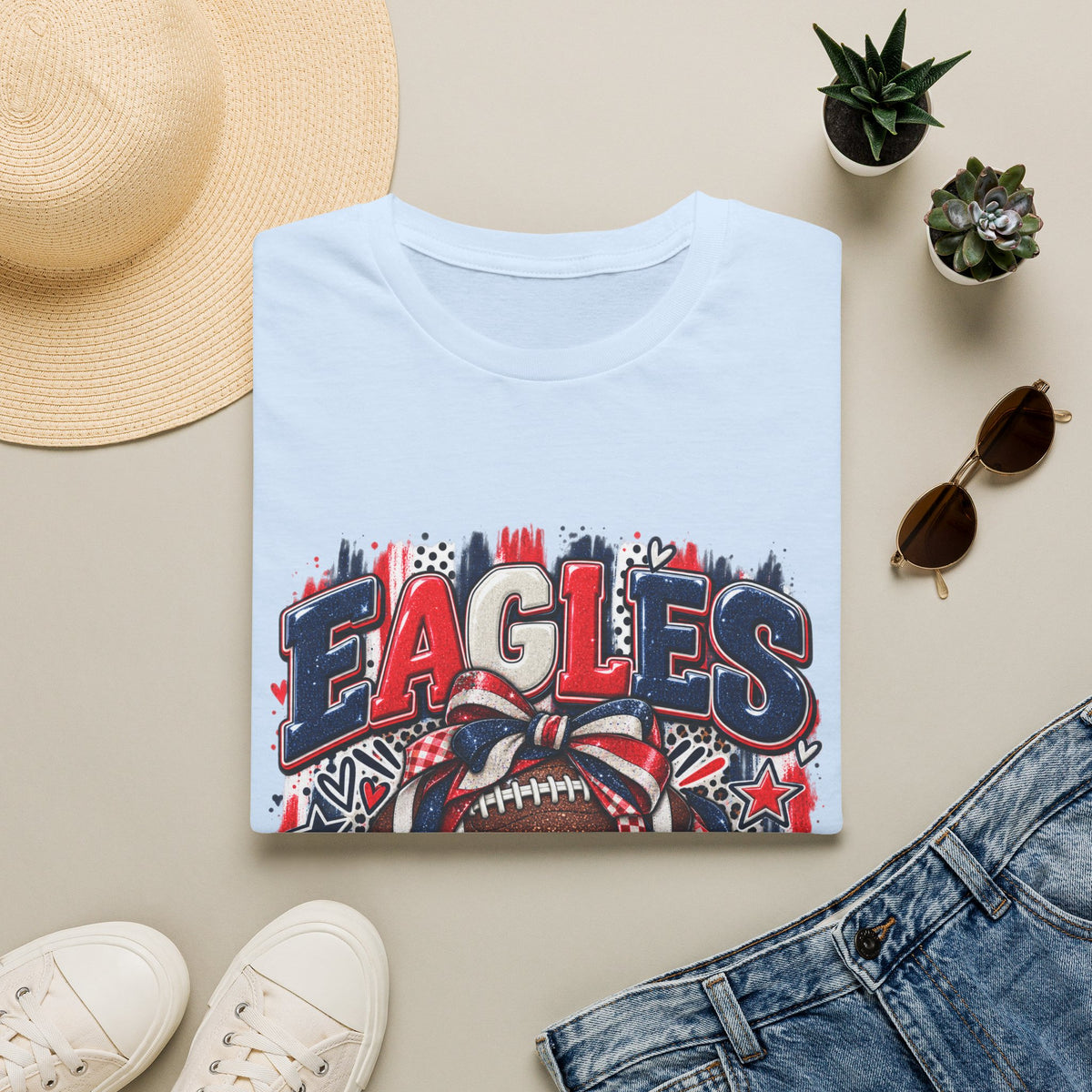 Friday Nights & Eagles Lights Shirt | Eagles Game Day Tee | High School Football Spirit Shirt | Red White Blue Team Tee