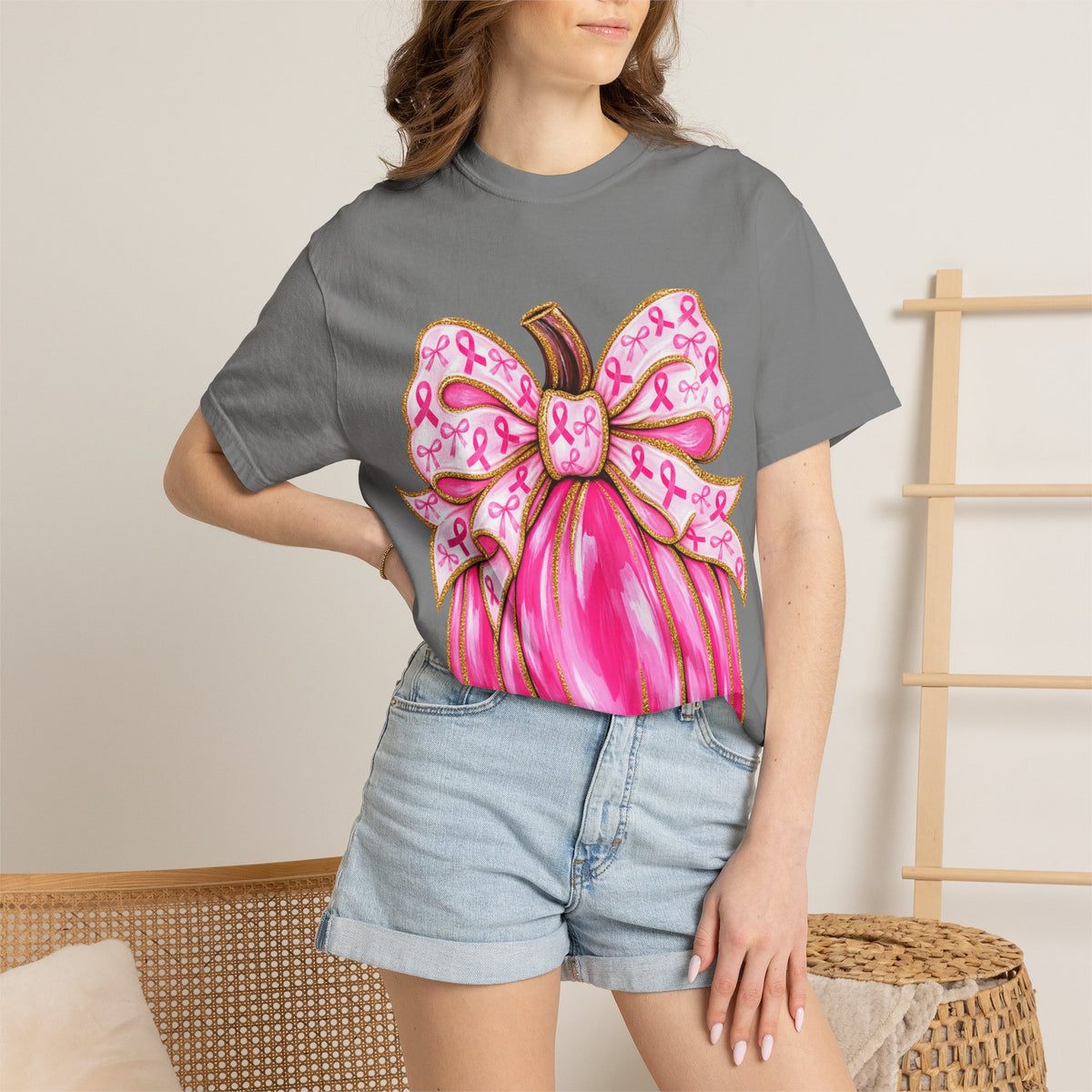 Pink Ribbon Pumpkin T-Shirt — Breast Cancer Awareness Tee