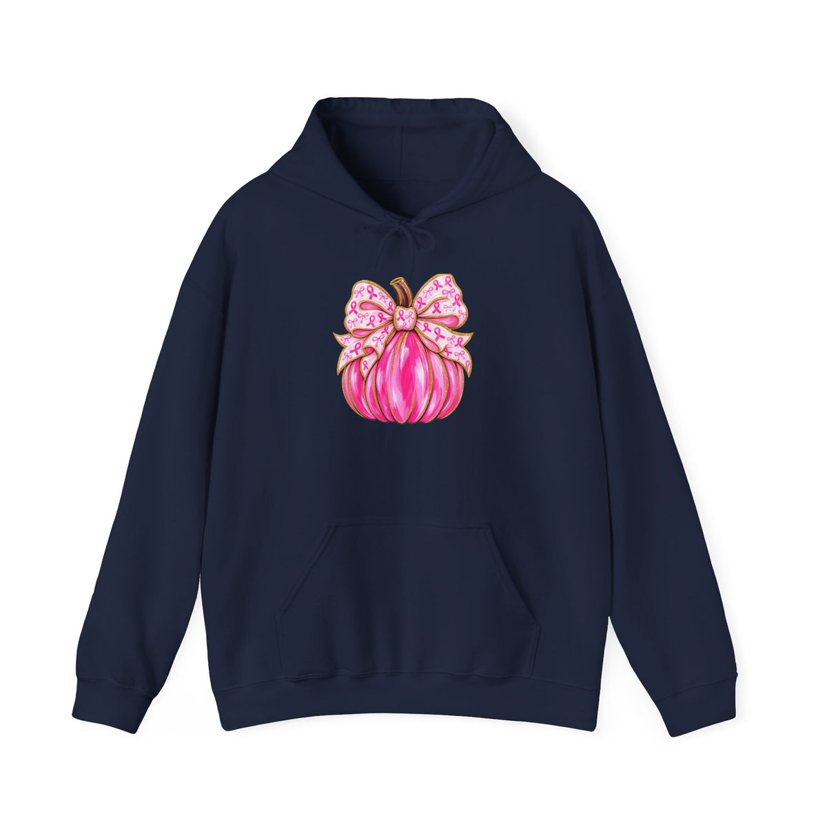 Breast Cancer Awareness Pink Ribbon Messy Bun Hoodie