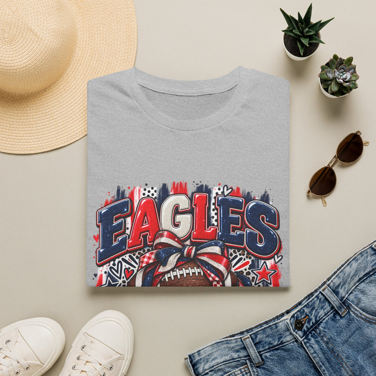 Friday Nights & Eagles Lights Shirt | Eagles Game Day Tee | High School Football Spirit Shirt | Red White Blue Team Tee