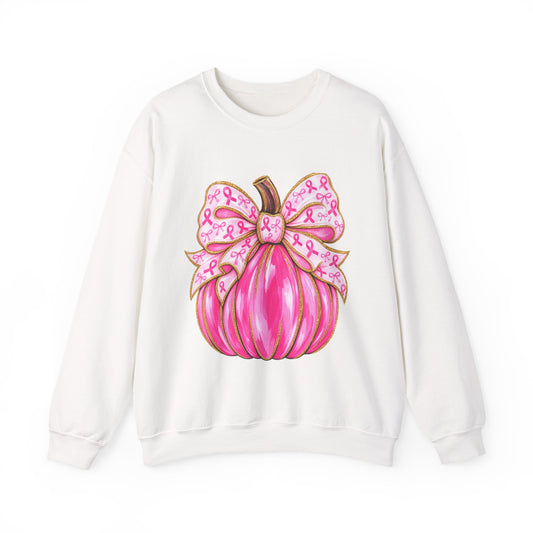 Pink Ribbon Pumpkin Sweatshirt — Breast Cancer Awareness Crewneck