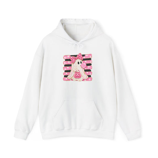 Pink Ghost Halloween Hoodie — Cute Trick-or-Treat Ghost with Pumpkin Graphic