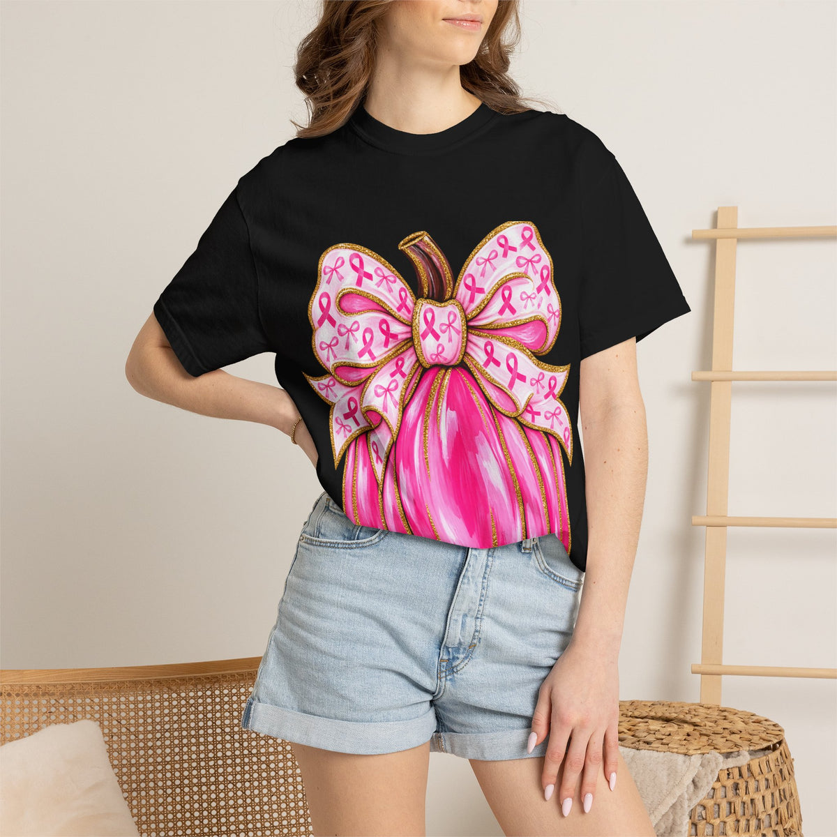 Pink Ribbon Pumpkin T-Shirt — Breast Cancer Awareness Tee