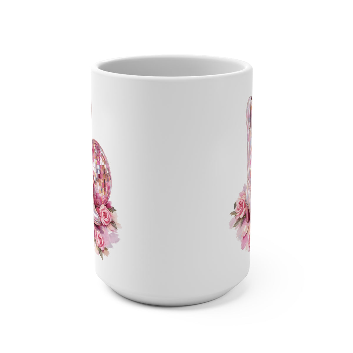 15oz Pink Cowgirl Boots & Disco Ball Mug — Floral Western Coffee Cup