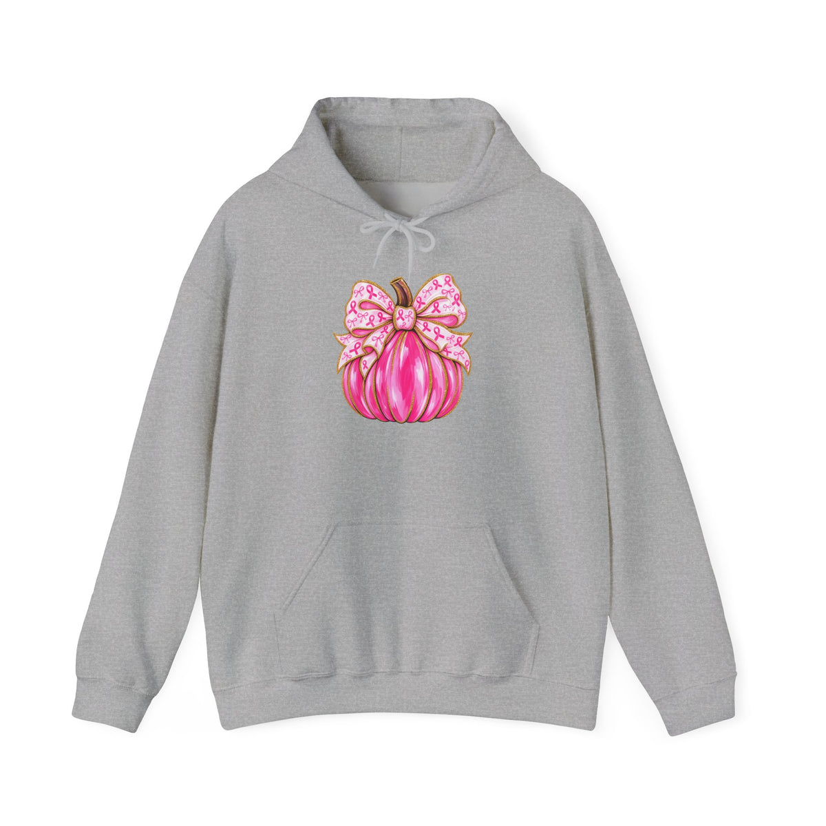 Breast Cancer Awareness Pink Ribbon Messy Bun Hoodie