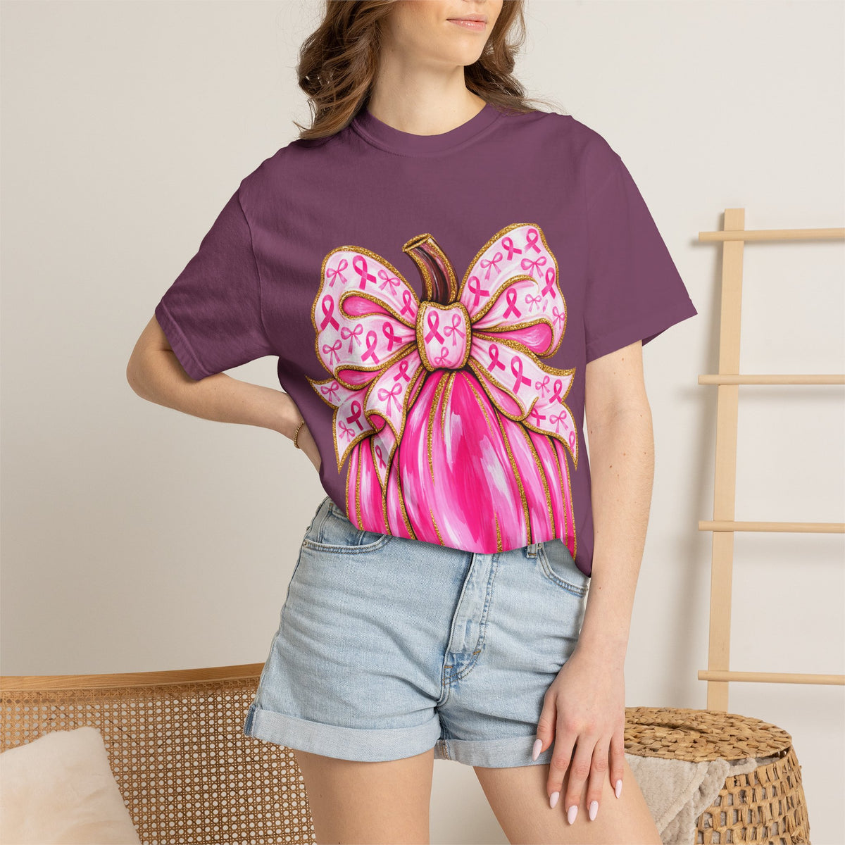 Pink Ribbon Pumpkin T-Shirt — Breast Cancer Awareness Tee